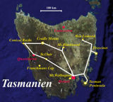 Karte Tasmanien